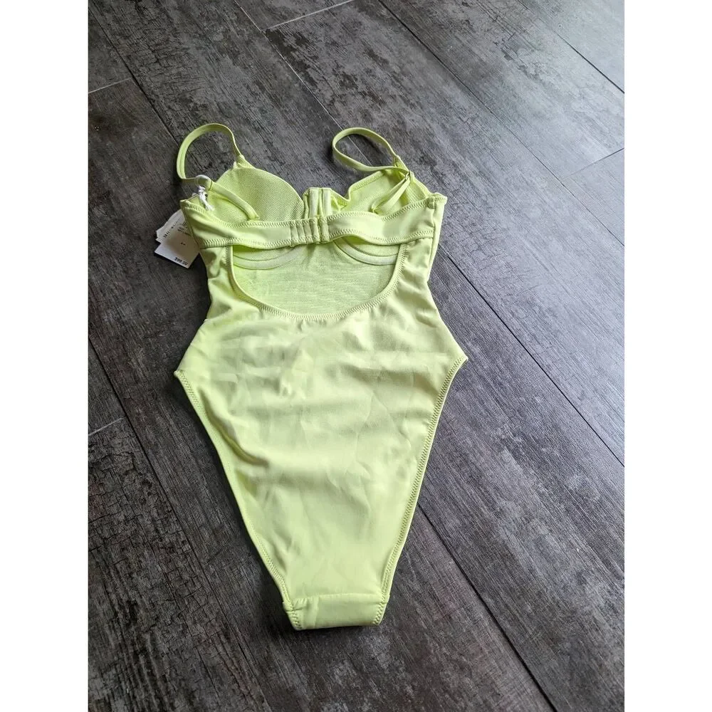 GOOD AMERICAN Scuba Show Off One Piece Swimsuit Key Lime